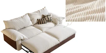 Japandi pull‑out sleeper sofa